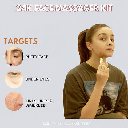 24K Gold Energy Beauty Bar Electric Facial Massage Roller