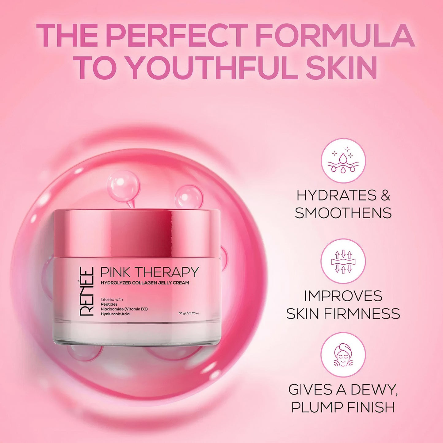 RENEE Pink Therapy Hydrolyzed Collagen Jelly Cream For Anti-Aging & Hydrated Skin