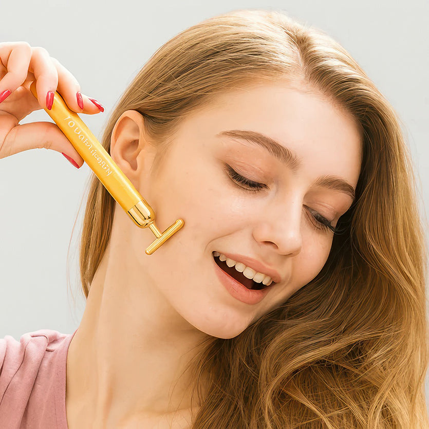 24K Gold Energy Beauty Bar Electric Facial Massage Roller
