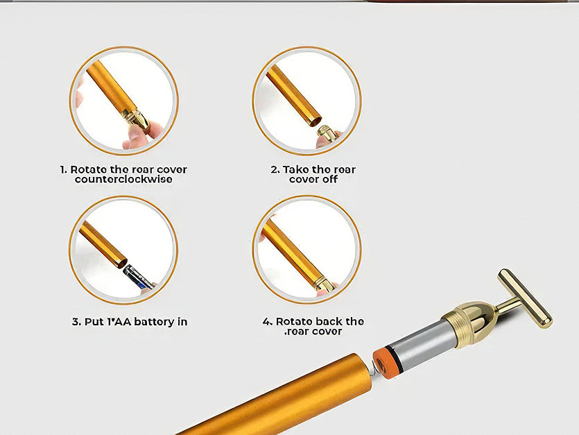 24K Gold Energy Beauty Bar Electric Facial Massage Roller